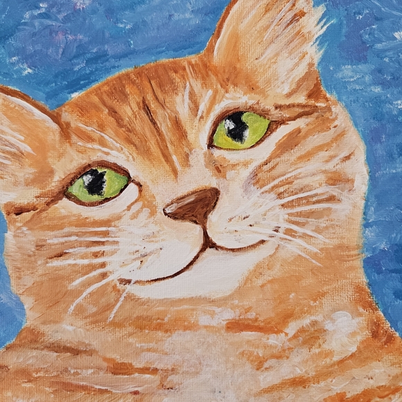 Original Art Acrylic On Canvas Cute Kitty Painting - Picture 6 of 8